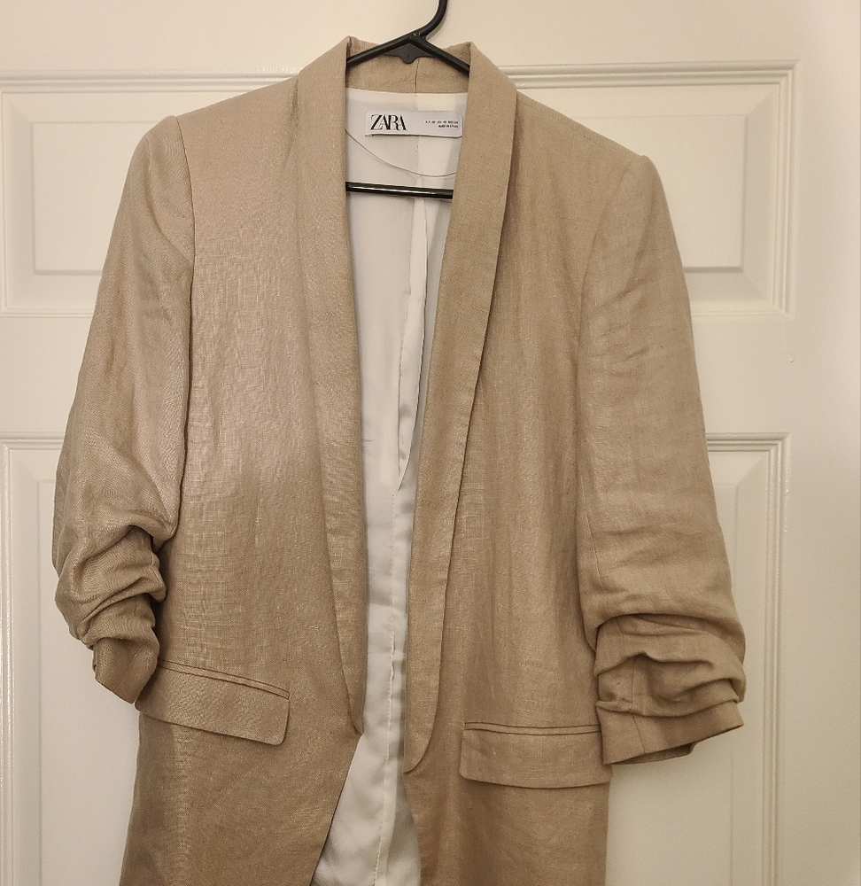 Zara Linen Blazer Neutral